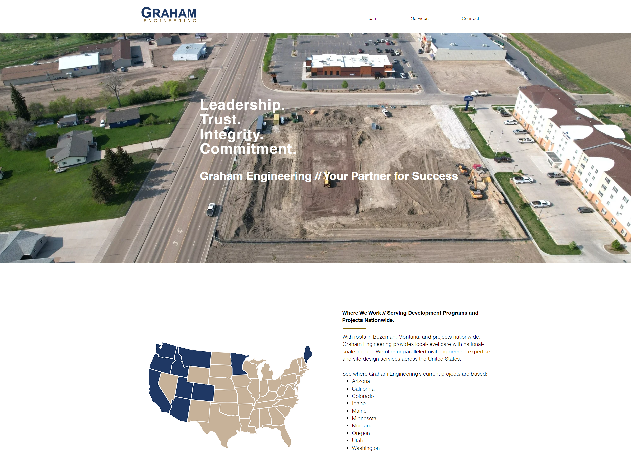 Website Example for Indeeza Creative of Graham Engineering's site.